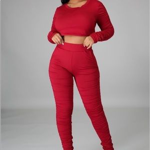 Two piece stacked-crop top